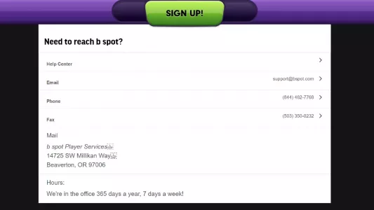 B Spot Casino Sign Up Page