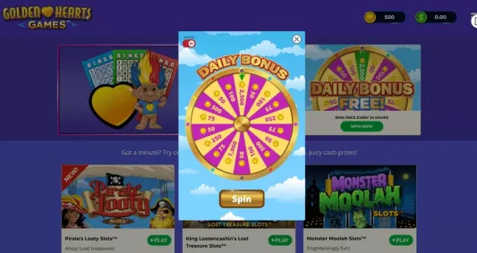 Golden Hearts Casino Daily Bonus