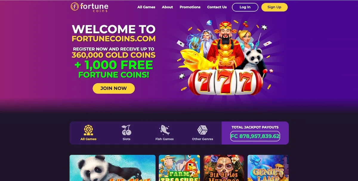 Fortune Coins Casino Homepage