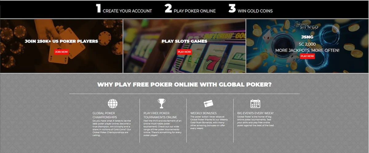 A showcase of Global Poker casino game types