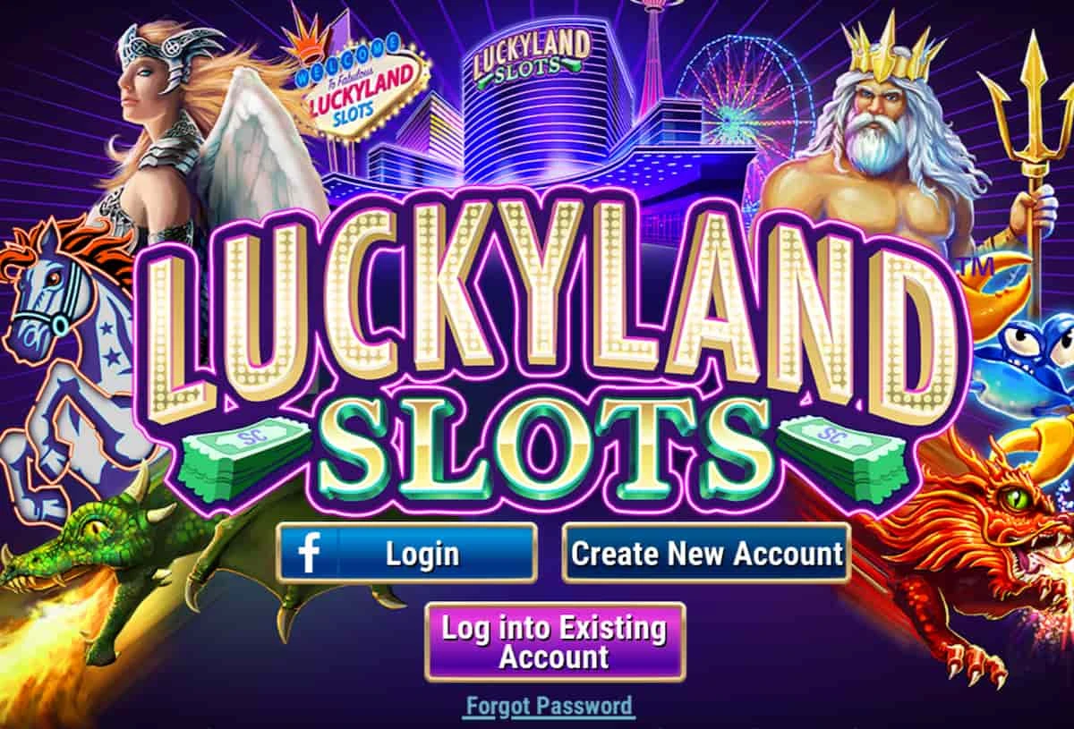 Login options for the Luckyland Slots Social Casino