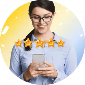 Girl using star rating system