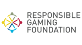 Responsible Gaming Foundation text plus round logo displayed in four quarters, each on a different color (green, red, blue, yellow)