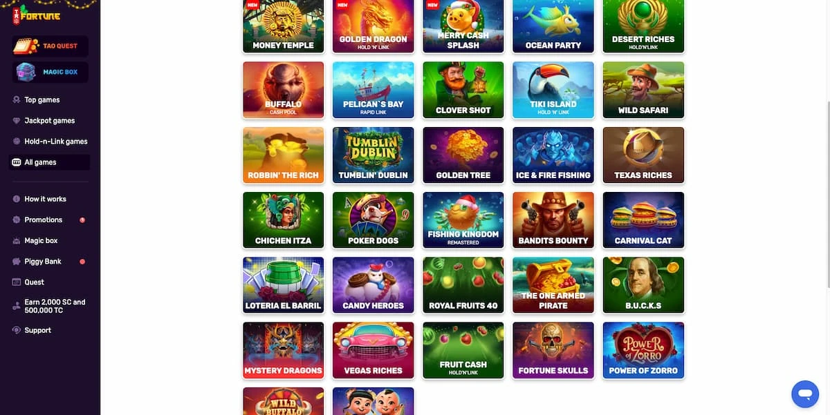 TaoFortune Casino Slots Screen