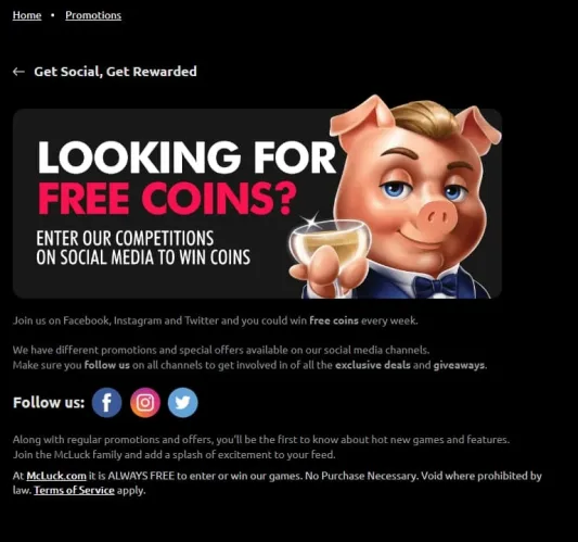McLuck Casino Free Coins