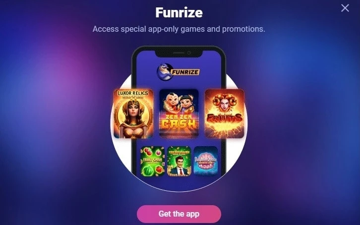 A Screenshot of a Funrize Casino Mobile App
