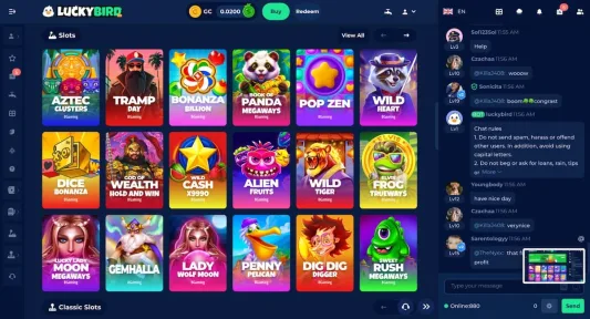 LuckyBird Casino Slots Page