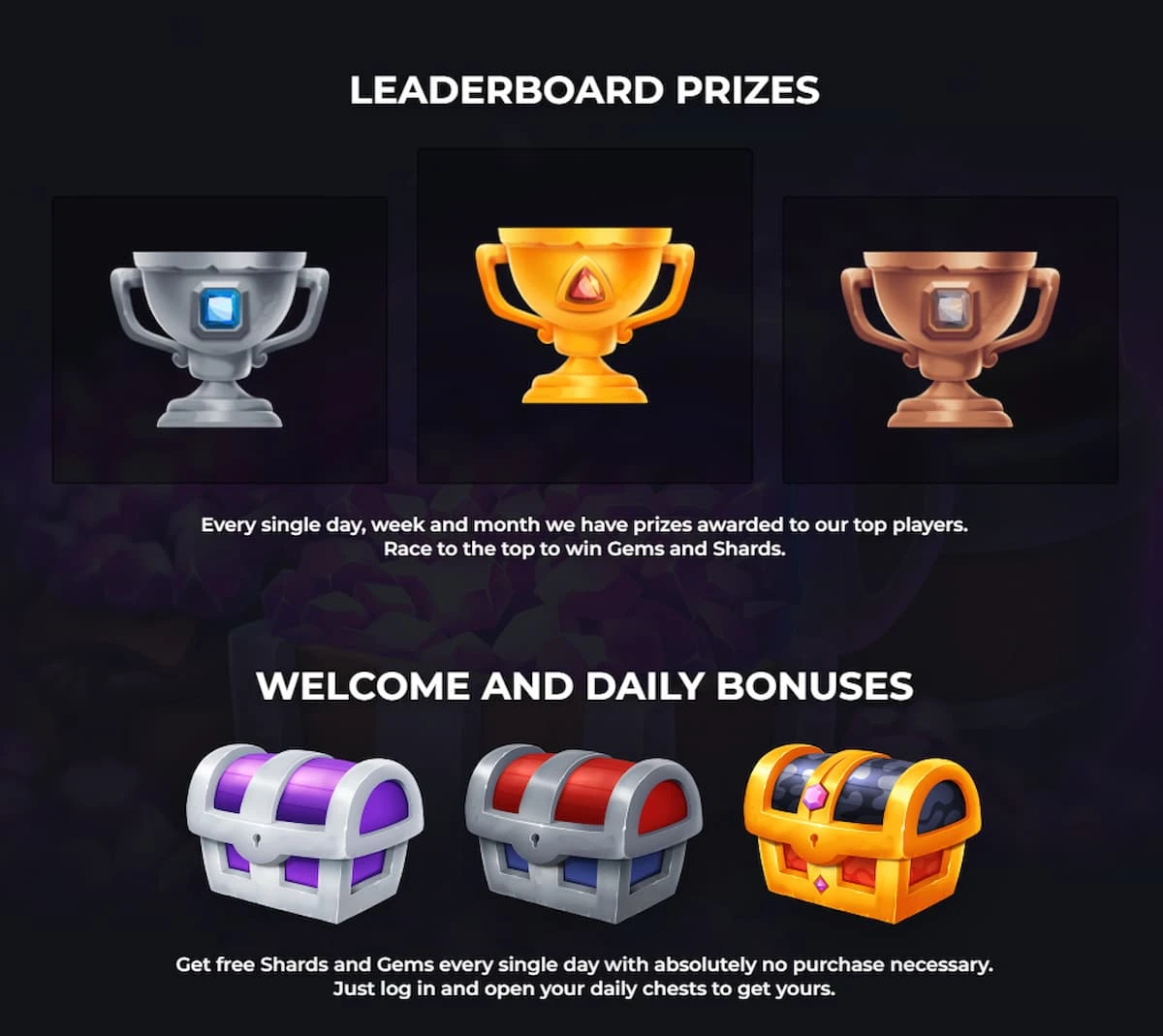 Vegas Gens Casino prizes screen