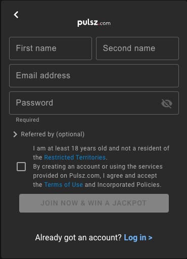 Pulsz Casino Register